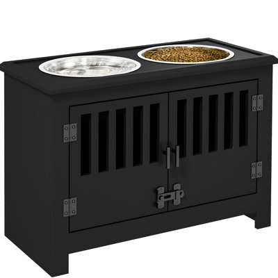 Large Elevated Dog Bowls With Storage . Black, 37l Capacity, Improves Pet's Eating Environment, Removable Stainless Steel For Canines Pet Food Bowl Cabinet. Enhances Feeding Experience, Big Dogs