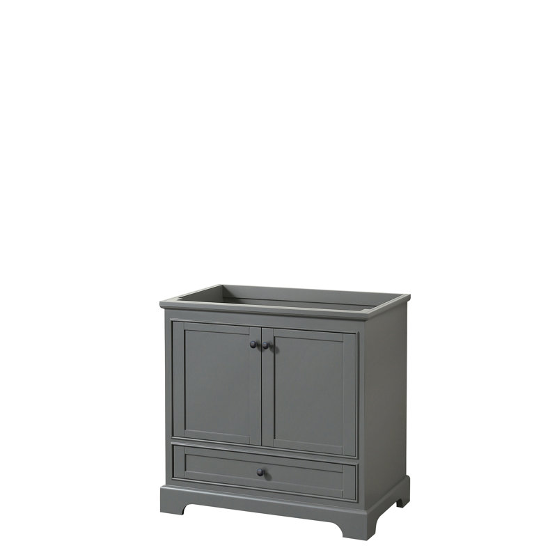 Base de meuble-lavabo de salle de bain simple 35" seulement Deborah, Gris foncé / noir mat