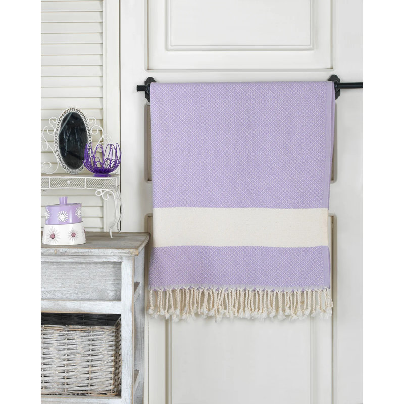 2-Pack Turkish Beach Towels, 100% Cotton Sand-Free Peshtemal Blanket, Purple