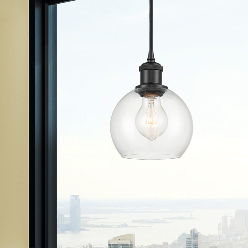 Luminaire suspendu sphérique 1 lumière Roxane, DEL, Noir mat