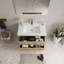 Meuble-lavabo mural avec lavabo, armoire de rangement flottante avec comptoir en résine de pierre et tiroirs à fermeture en douceur entièrement assemblés