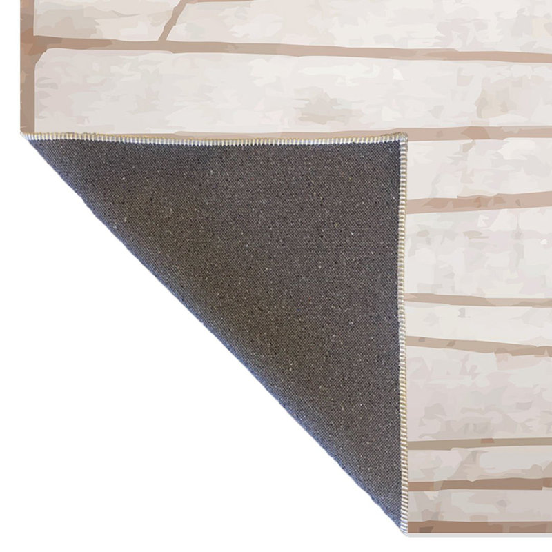 Tapis décoratif à motif géométrique beige poudré, Rectangle 4 pi 11,06 po x 7 pi 6,55 po