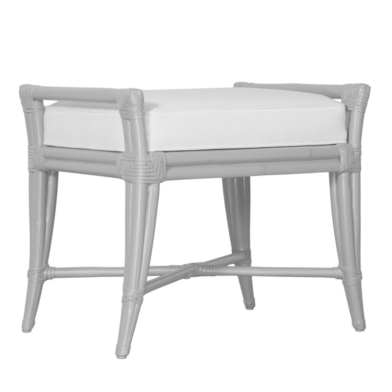 Malacca Upholstered Bench, Light Gray