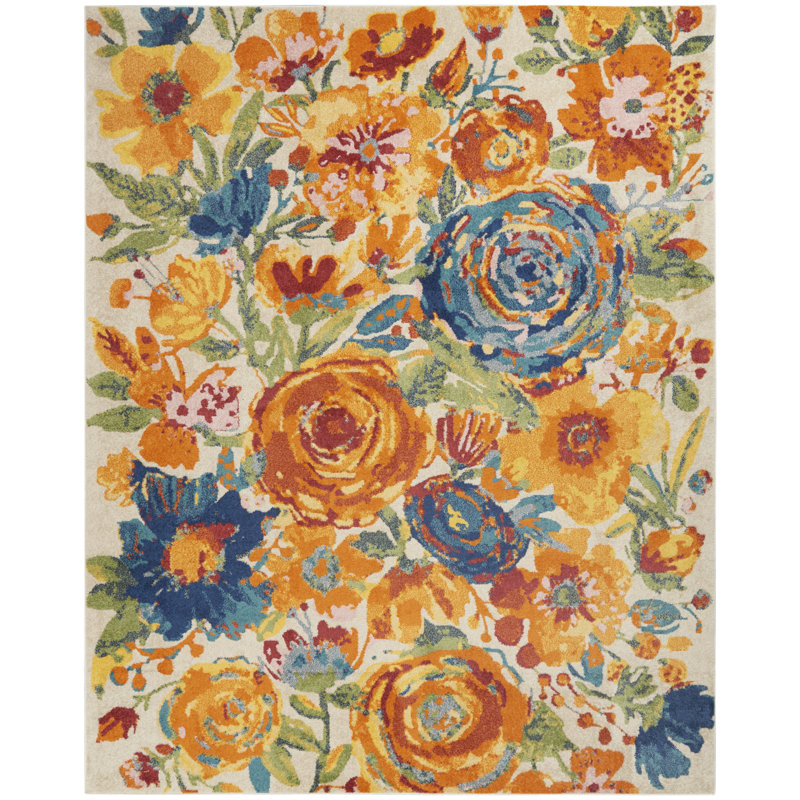 DH-ALR07 Floral Indoor Rug, Rectangle 9' x 12'