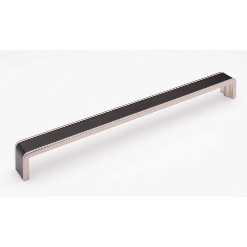  Poignée d'armoire décorative en nickel mat / nickel satiné 12 po CTC Fusion, Noir mat / nickel satiné, 12''