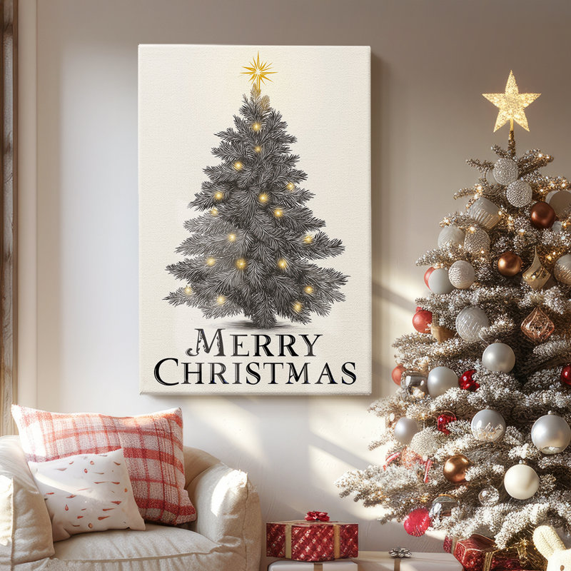 Enneigée «Carol of Evergreen» enneigée - Toile tendue avec châssis de qualité supérieure, H 27 po x l 18 po