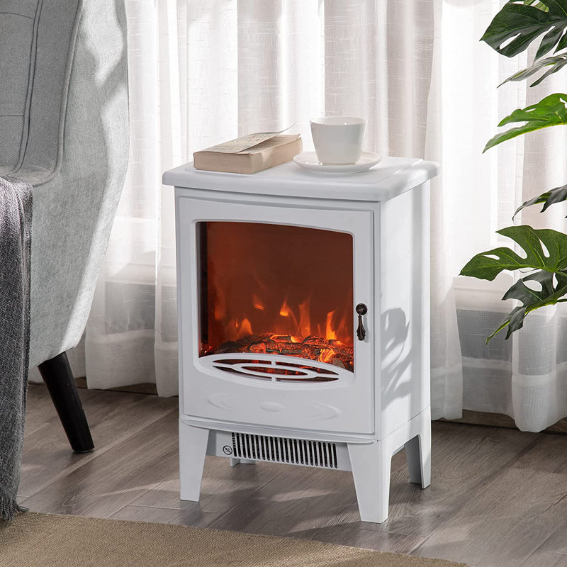 Badgett Electric Fireplace Stove with LED Flame Effect 900W/1800W, White