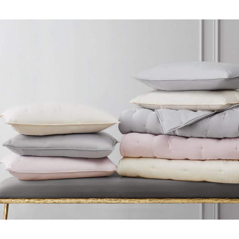 Ivory Twin Microfiber Quilt Set with Gathered Embellishment