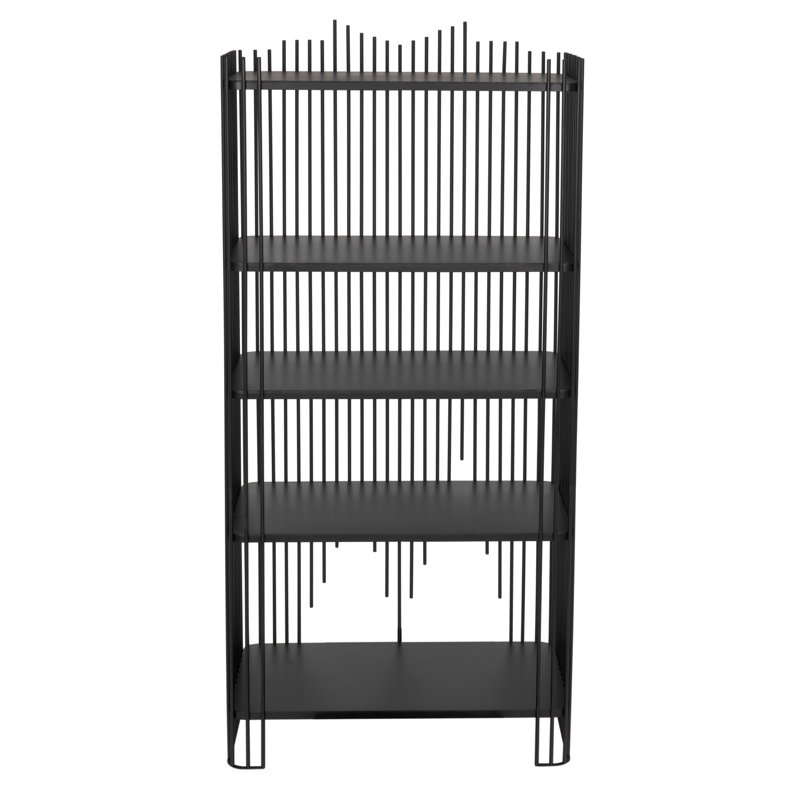 Matte Black Industrial Wood Geometric Bookcase