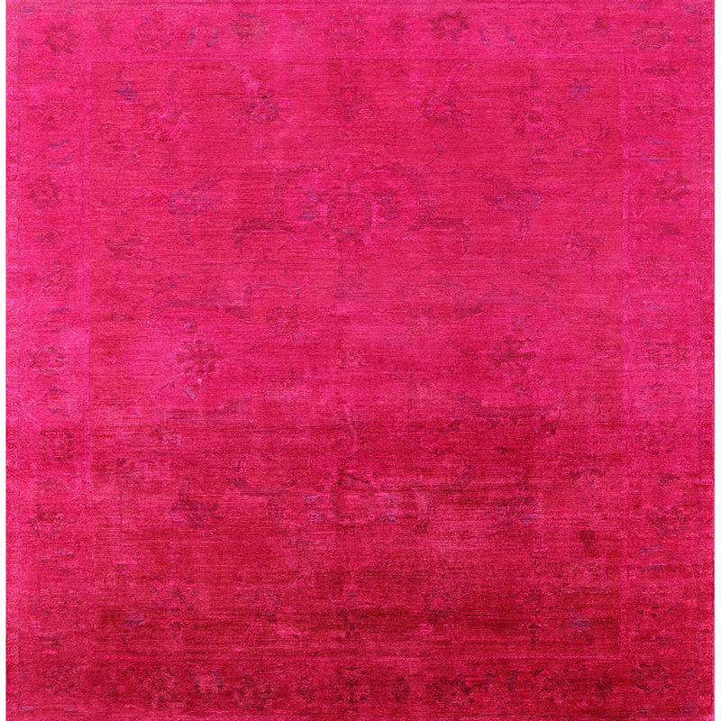 Tapis à motif oriental rose, Carré 5 pi