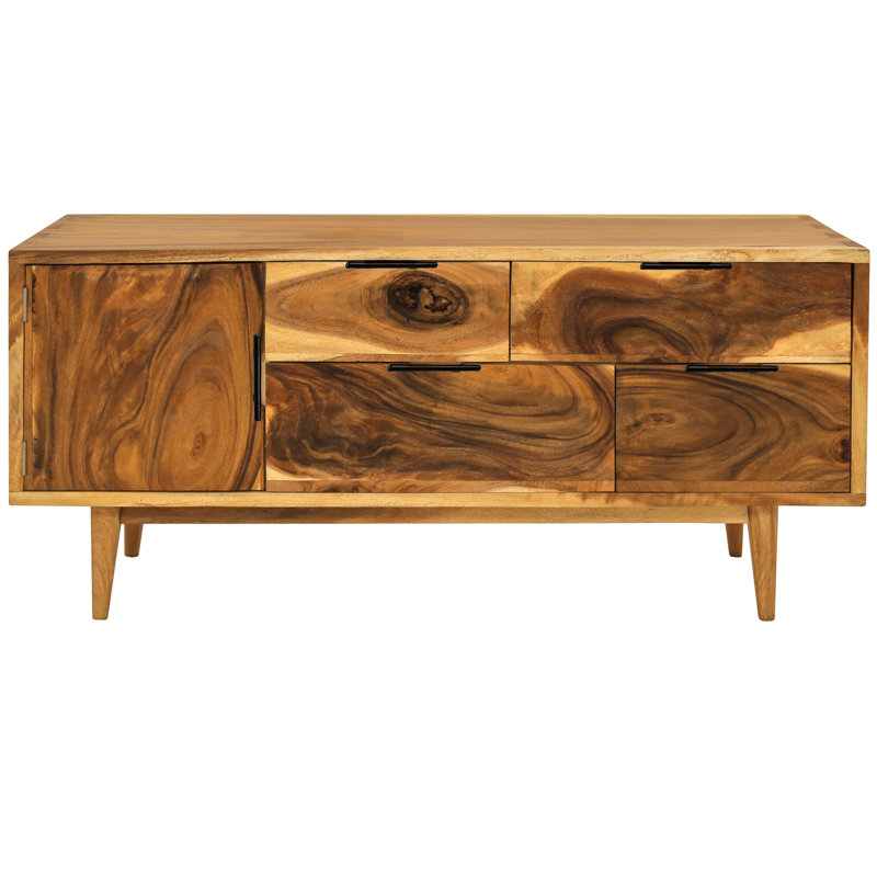 Commode avec 1 porte / 4 tiroirs en bois Suar