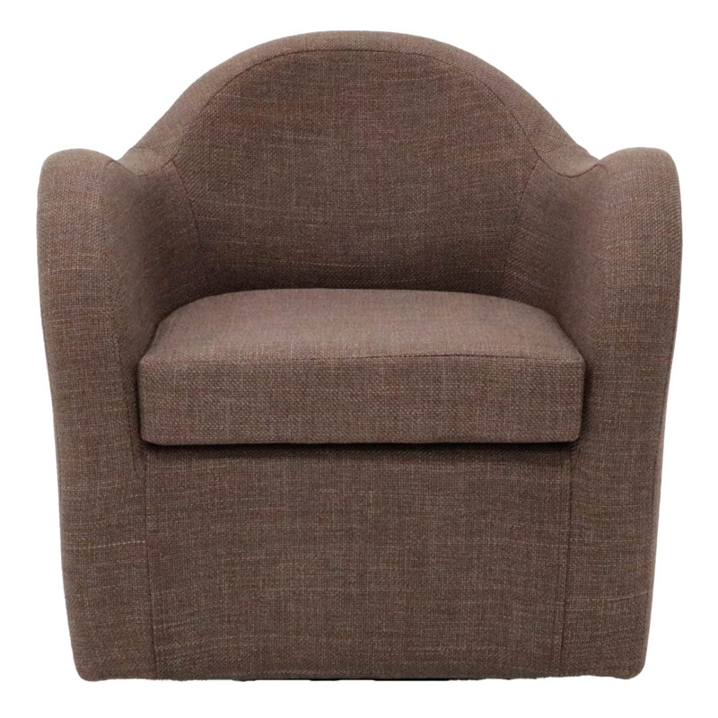 Brada 30.5" W Swivel Armchair, Brown Polyester Blend