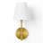 1-Light Brushed Brass Plug-In Hardwired Wall Lamp with Fabric Shade-850802193