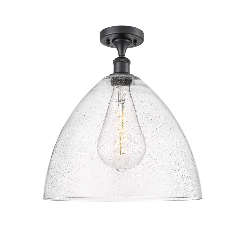 Aloisa Glass Semi Flush Mount, Matte Black, 18.75" H x 16" W x 16" D