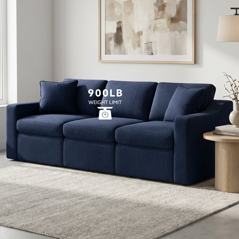 Lockheart 84” 3-Seat Modular Sofa Blue Slope Arm, Blue