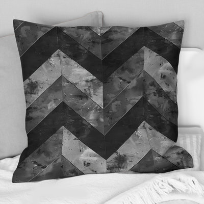 Black Grey  Chevron Dreams I - Modern Throw Pillow