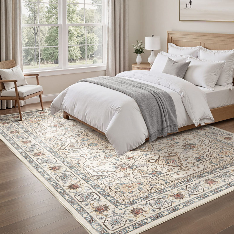 Tapis oriental lavable Aasen Boho, Beige/brun, Rectangulaire 8 pi x 10 pi