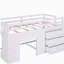 Lit mezzanine double avec placard et tablette - blanc-121069894