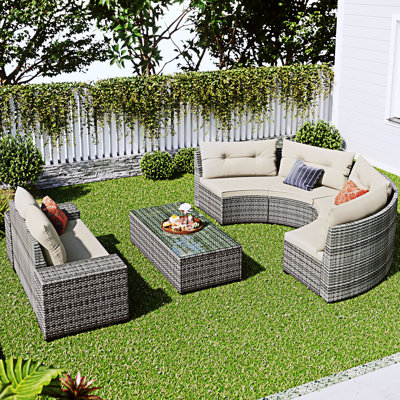 8-pieces Outdoor Wicker Sectional Sofa Set