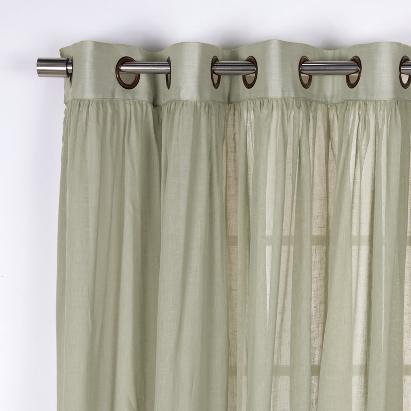 Gathered Linen-Textured Grommet Semi-Sheer Curtains (Set Of 2), Reseda, 52" W x 96" L