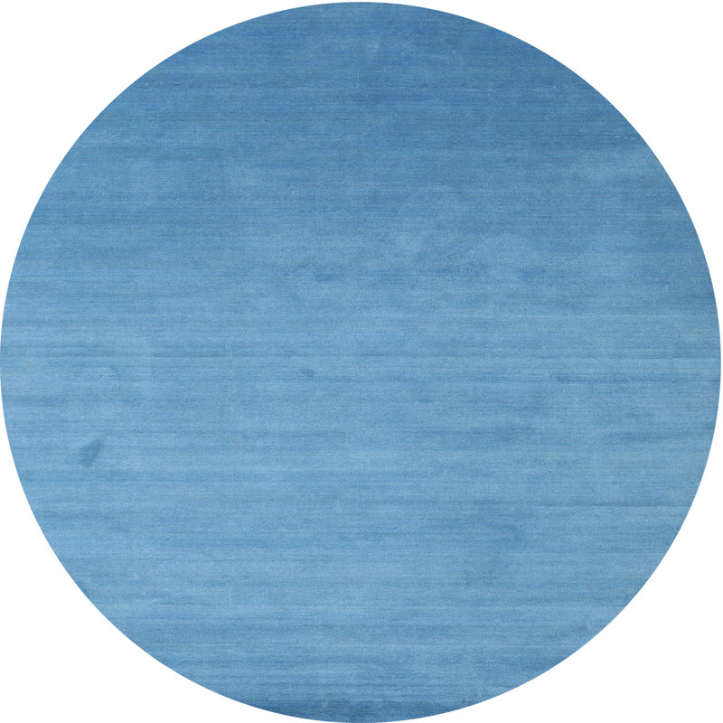 Tapis de zone bleu contemporain, Rond 8 pi