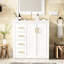 Armoire de salle de bain 30 po en céramique - meuble-lavabo en bois massif avec beaucoup d'espace pour les accessoires-1103044737