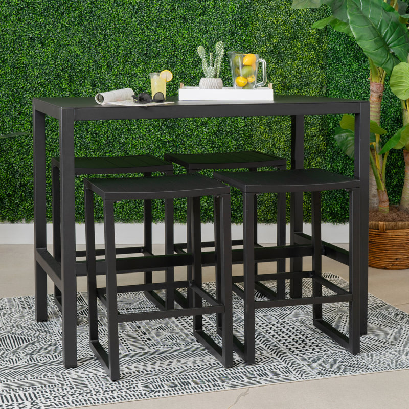 Ensemble repas extérieur en aluminium Armando, Noir, noir, noir, noir, 4