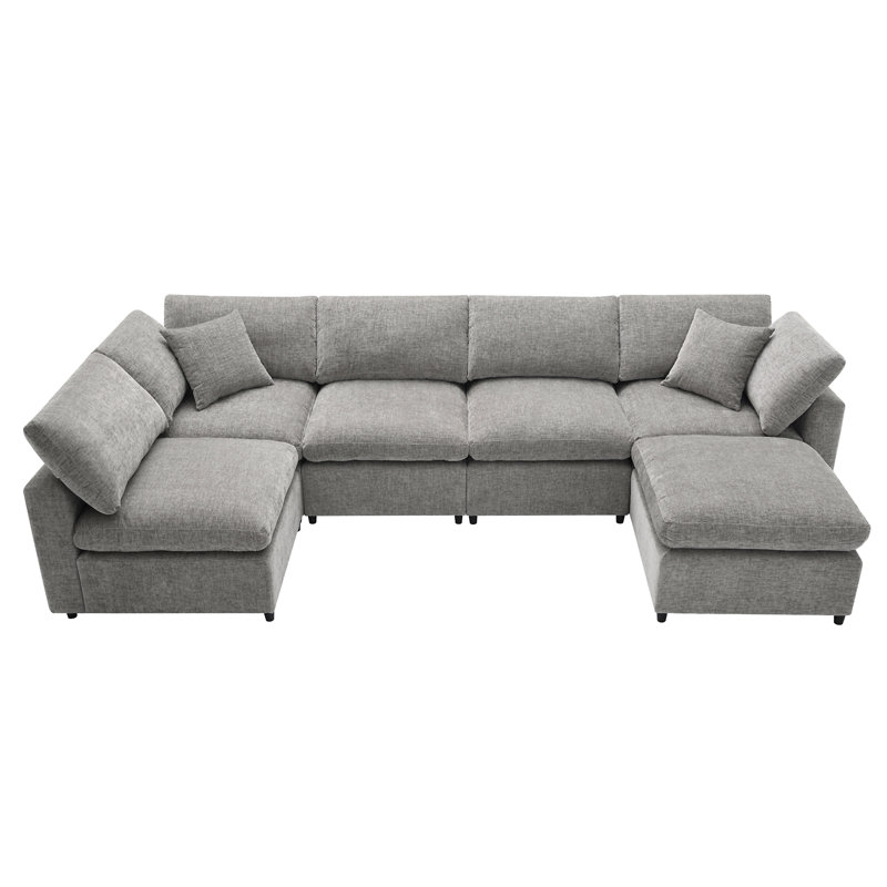 [VIDEO Provided][New]130*65" Modern Modular Cloud Sofa Bed, Gray Chenille