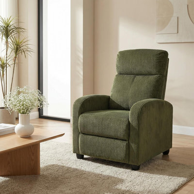 Modern and Soft Touch Corduroy Fabric Upholstered Manual Recliner