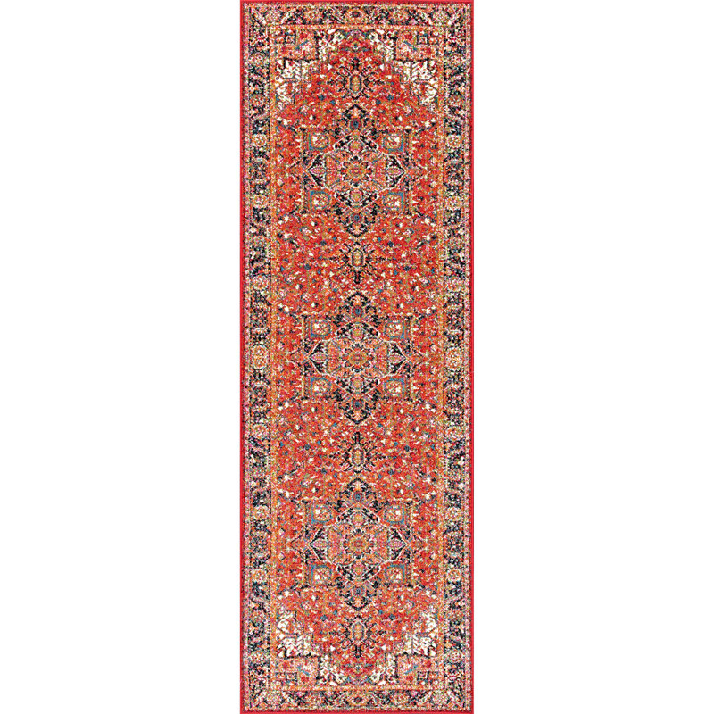 Tapis oriental à médaillon traditionnel Benhurst, Tapis de couloir 2 pi 6 po x 12 pi