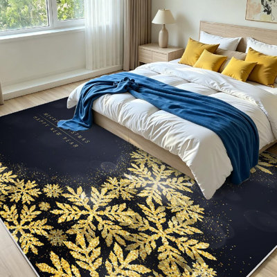Tapis d'intérieur doré lavable à la machine, joyeux Noël et bonne année