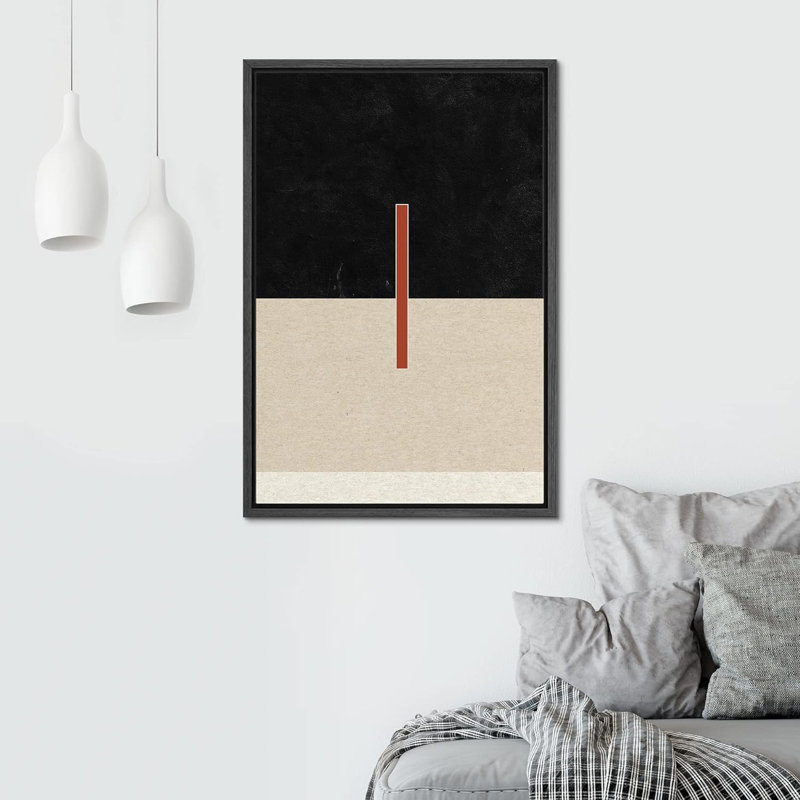 Motif géométrique art déco rouge et noir, formes abstraites, minimalisme, décoration murale nordique contemporaine sur toile