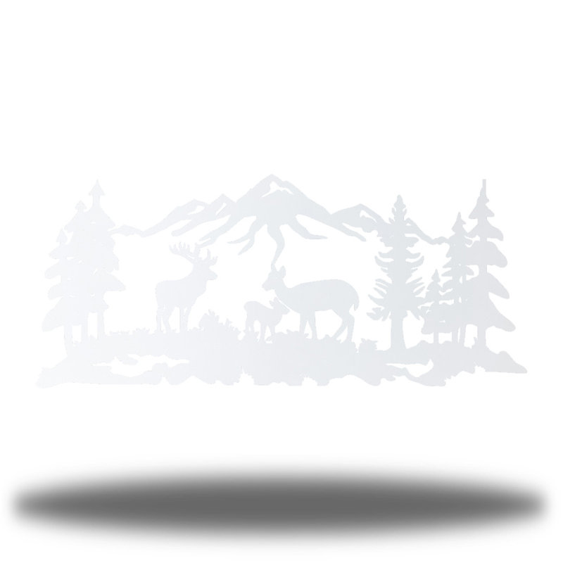 Décoration murale cerf en métal, Blanc, H 15,5 po x l 36 po x P 0,06 po