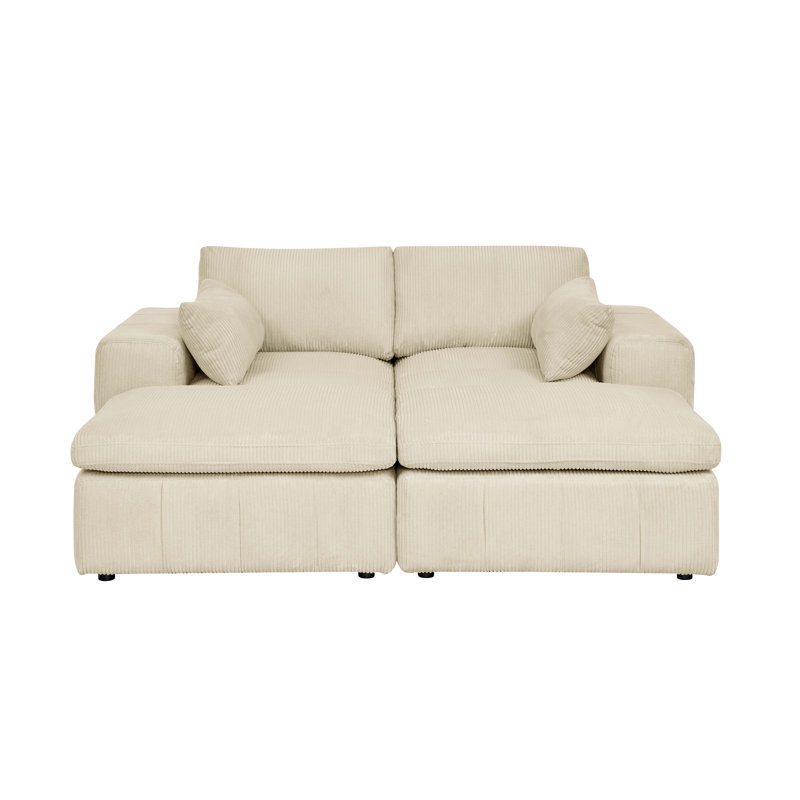Perthfoybairns Corduroy Modular Sectional, Beige Corduroy