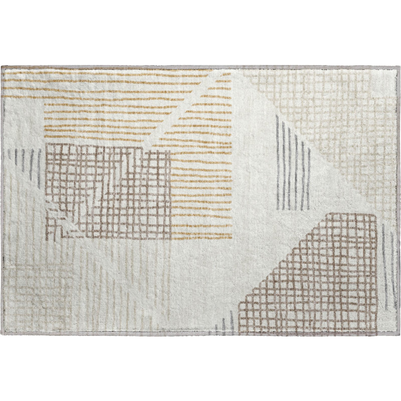 Premium Machine Washable Mayfield AMF2270 Striped Rug, 1'8" x 2'6", Ivory