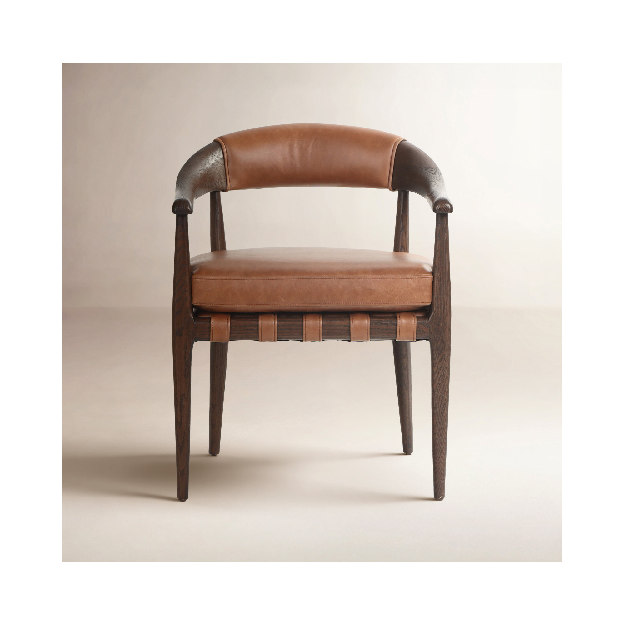 Clendon Dining Chair-Sonoma Chestnut, Terra Brown Oak Leather