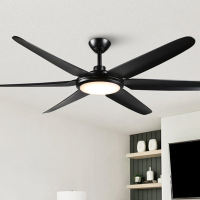 65" Olszewski 6 - Blade Large Indoor LED Standard Ceiling Fan with Remote Control and Light Kit Included