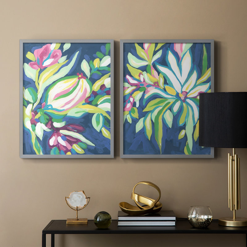 Blue Tropics III - reproduction encadrée de qualité supérieure - prête à être accrochée - aucun clou requis - aucun clou requis