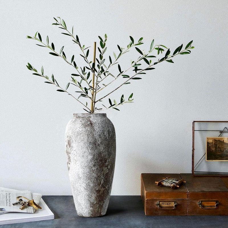 Vase de plancher en céramique rustique, décor de ferme fait à la main pour le salon, le vestibule, les centres de table, le mariage et les cadeaux