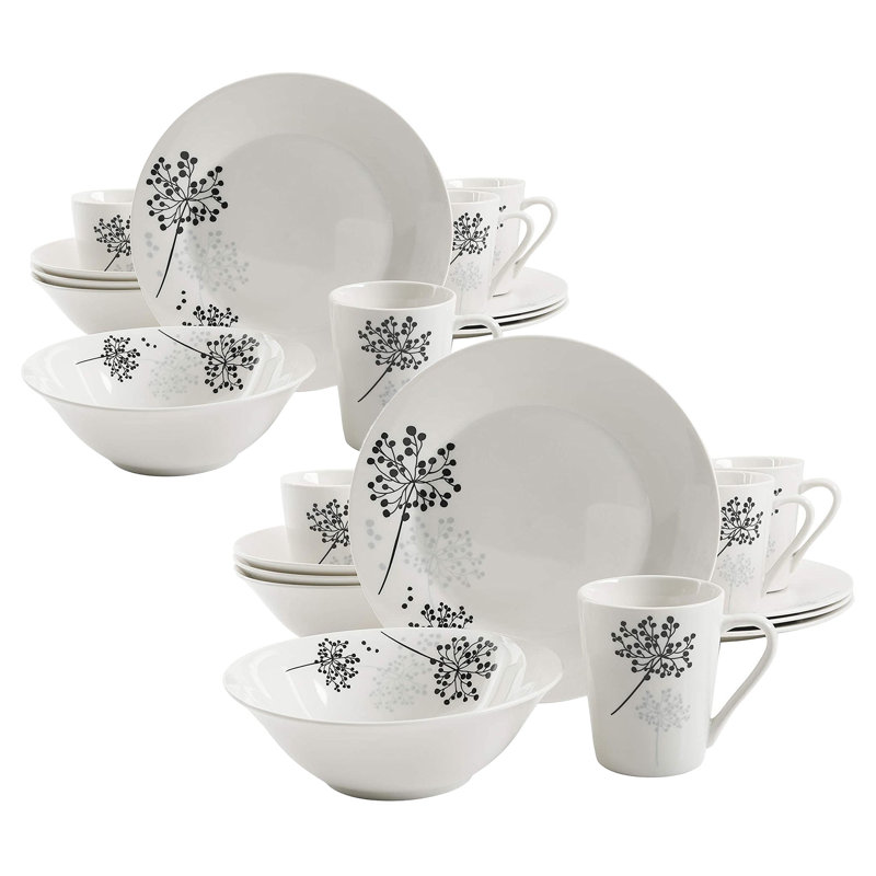 Assiettes, bols et tasses à émail Winwood Porter, 12 pièces, blanc (ensemble de 2)