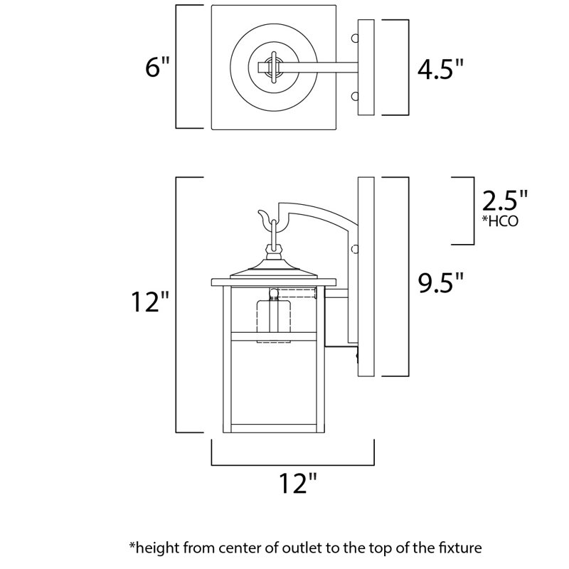 Wall Light, Black, White, 12" H x 6" W x 7.75" D
