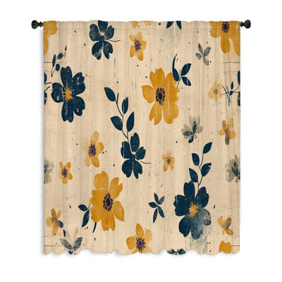 Flowers Sheer Curtain Single Panel