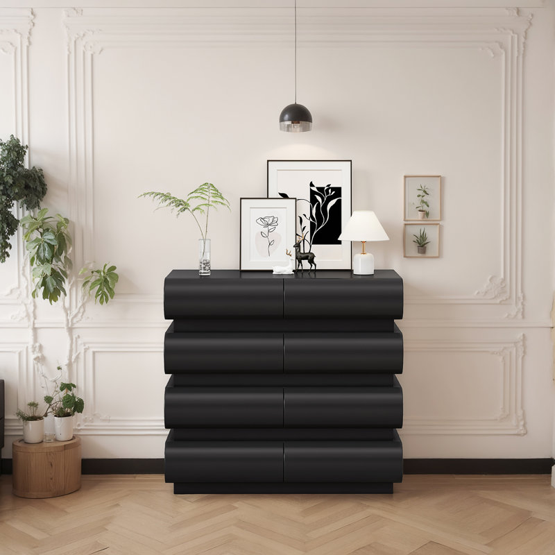 Commode 8 tiroirs pour chambre à coucher, Noir
