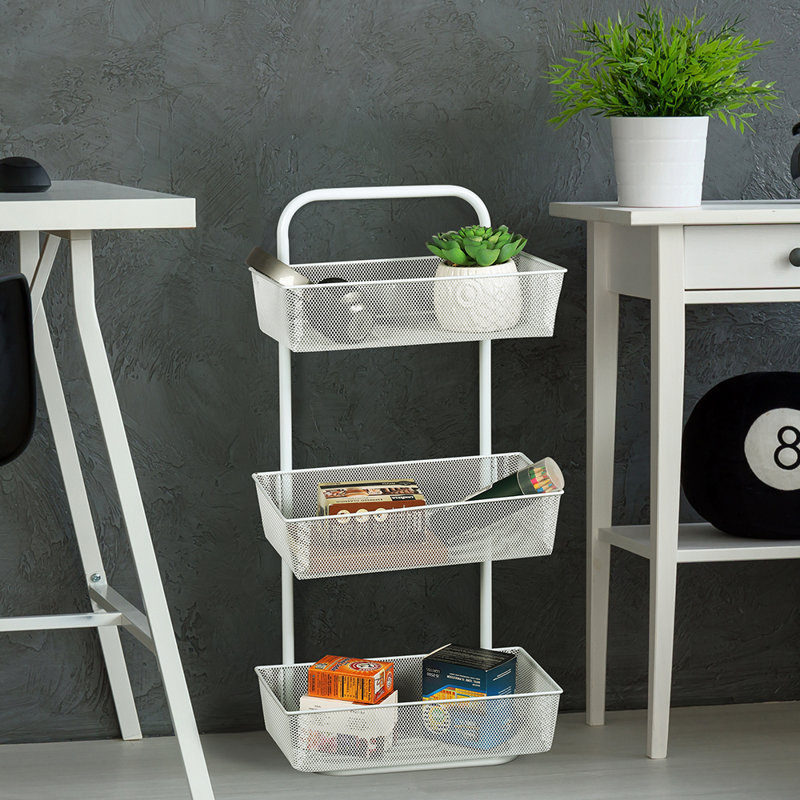 Arnish Metal Wall Organizer with Wall Baskets, White