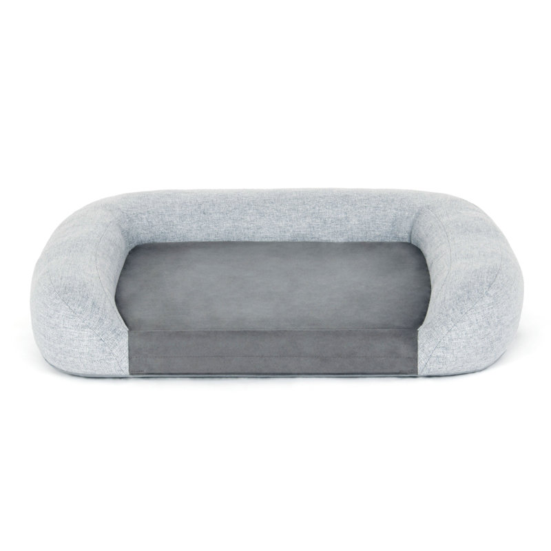 Lit pour chien avec bourre en mousse à mémoire de forme, Grand (l 34 po x P 43 po x H 7 po), Gris