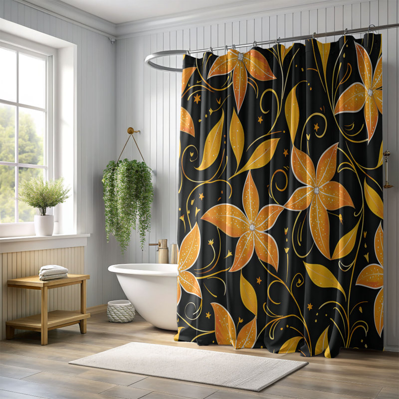Rideau de douche Flowered Batik - Premium, H 74 po x l 71 po