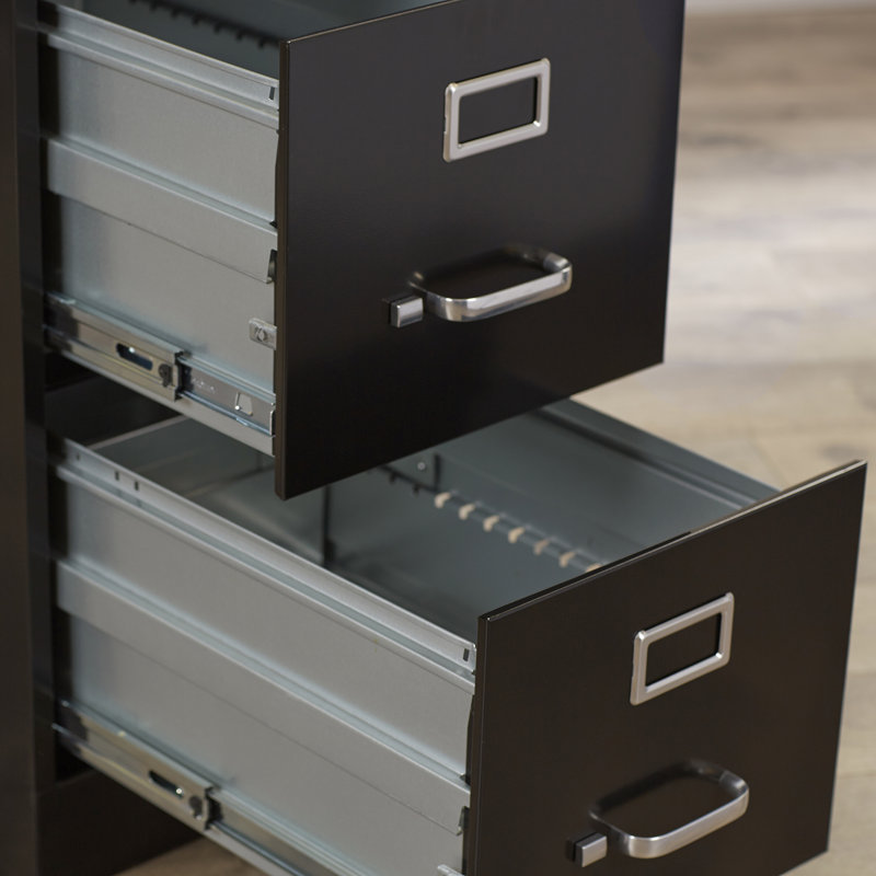 15'' Wide 2 -Drawer Steel File Cabinet, Black