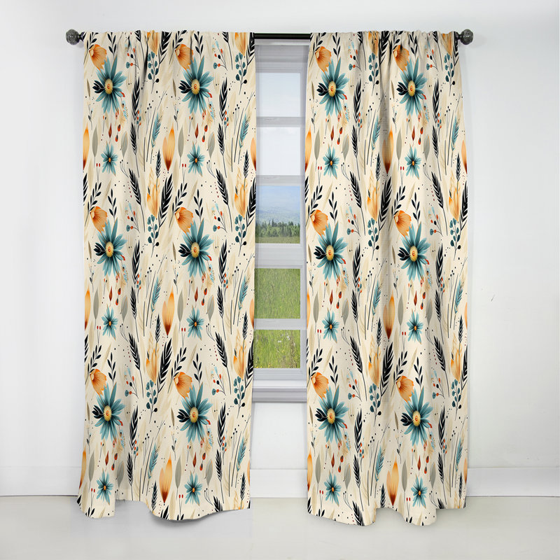 Motif tribal oasis boho - rideau abstrait boho - rideau occultant abstrait - 1 panneau, L 52 po x L 95 po