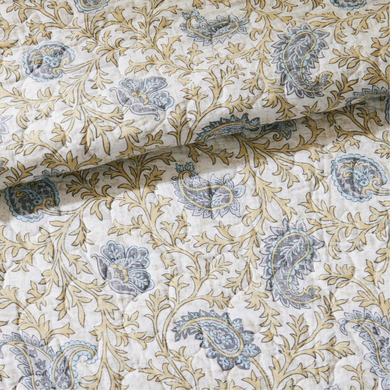 Cotton Percale Reversible Quilt Set With Decorative Pillows, Full/Queen, And Farmhouse Style, OEKO-TEX Certified