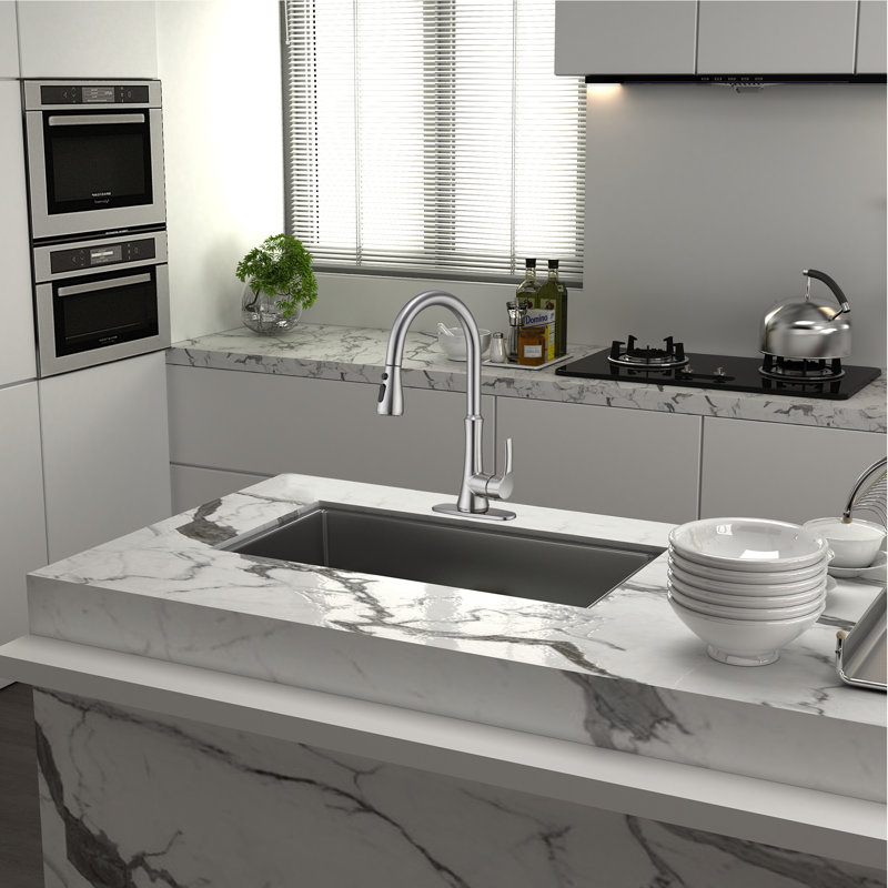 Mondawe Pull Down Kitchen Faucet, Brushed Nickel